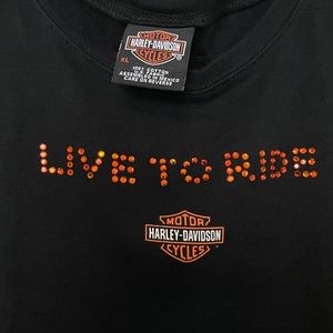 Women’s XL Harley-Davidson Muscle Tank Top, Seattle, Live to Ride Rhinestones